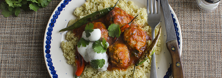 Lamb Meatballs with Yoghurt Sauce and Couscous 